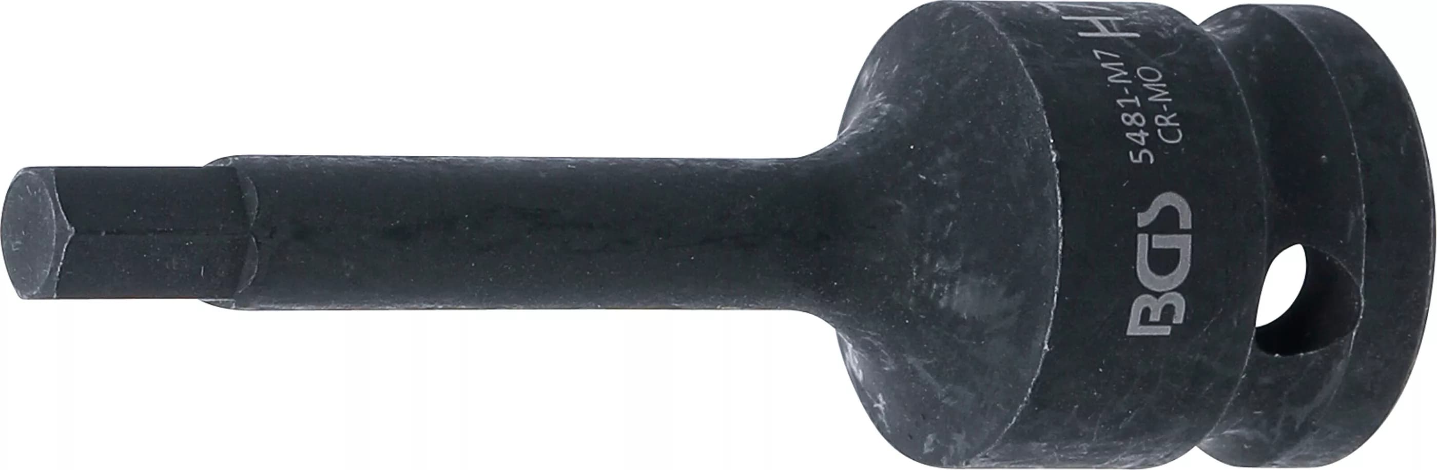 Rázový nástrčný klíč HEX 1/2", 7 mm, prodloužený - B5481-M7