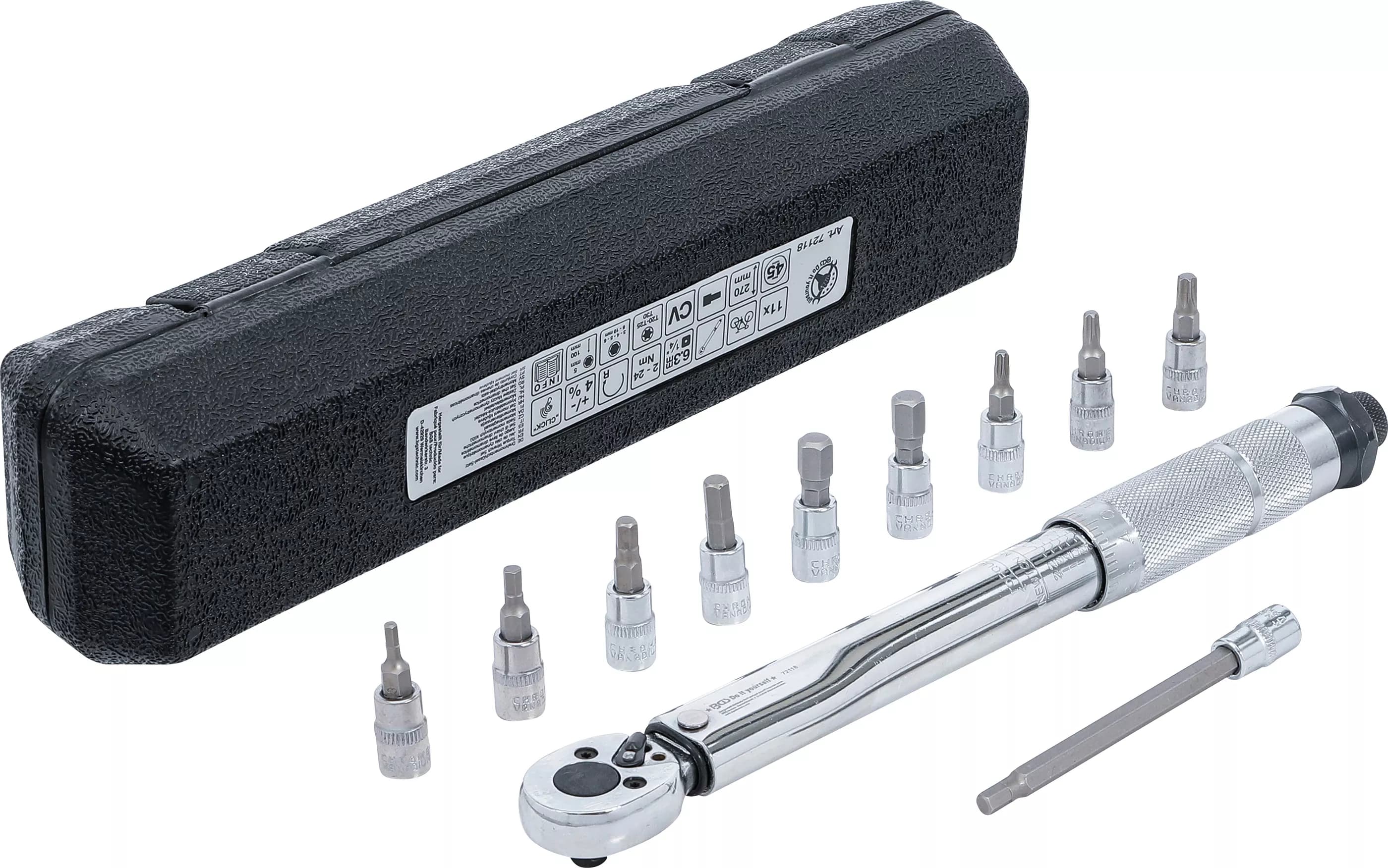 Sada momentových klíčů 1/4", 2 - 24 Nm, 11 ks, BGS - B72118