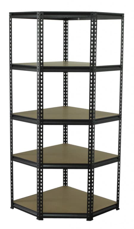 Rohový policový regál PREMIUM, 5 polic - 1830 x 730 x 730 mm - AH017