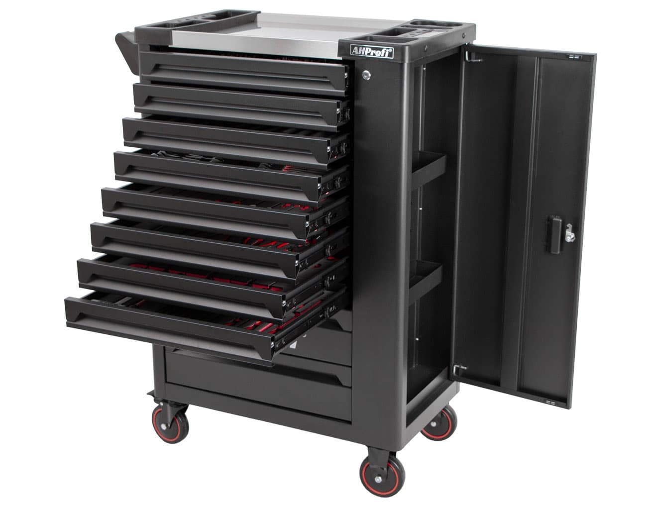 Dílenský vozík Everest s nářadím, 10 zásuvek, 350 dílů - AH0710