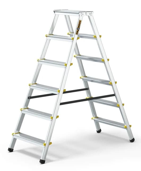 Hliníkové štafle oboustranné, 2x6 stupňů, 2,83 m, max. zátěž 150 kg