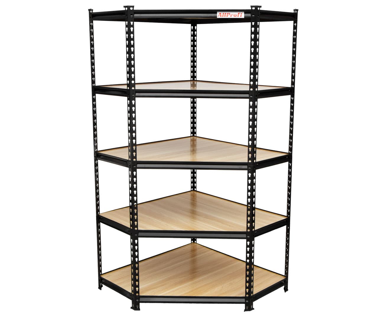 Rohový policový regál STYLE, 5 polic, 900 x 900 x 1830 mm