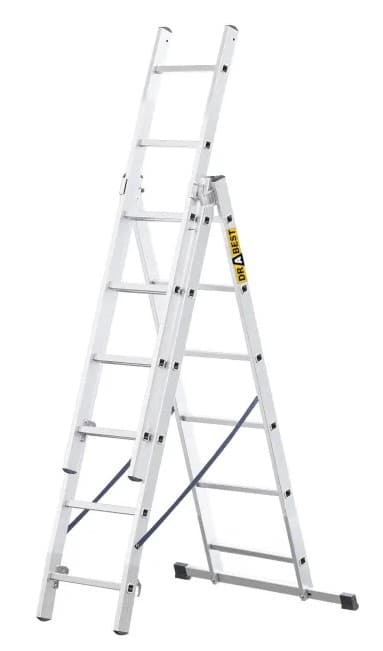 Hliníkový trojdílný žebřík, 3x6 stupňů, 2,97 m, max. zátěž 150 kg