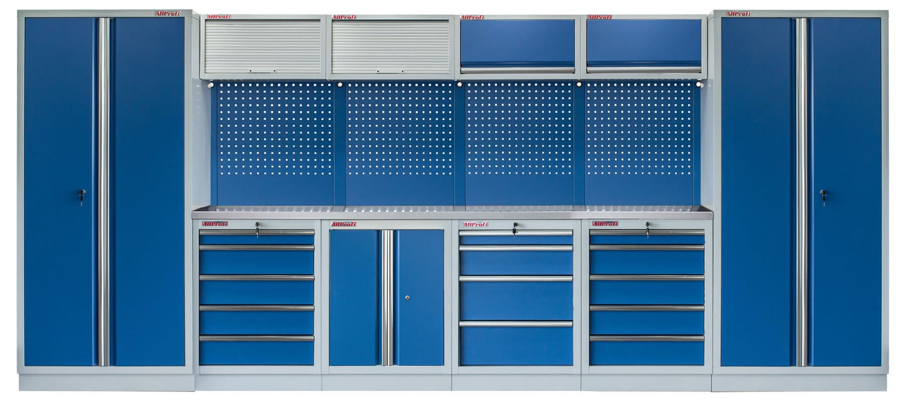 Kvalitní PROFI BLUE dílenský nábytek - 4535 x 2000 x 495 mm - MTGS1300AM