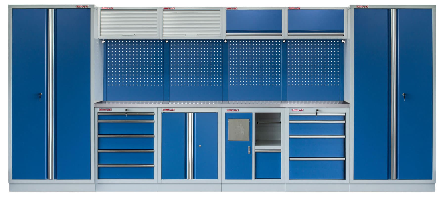 Kvalitní PROFI BLUE dílenský nábytek - 4535 x 2000 x 495 mm - MTGS1301AM