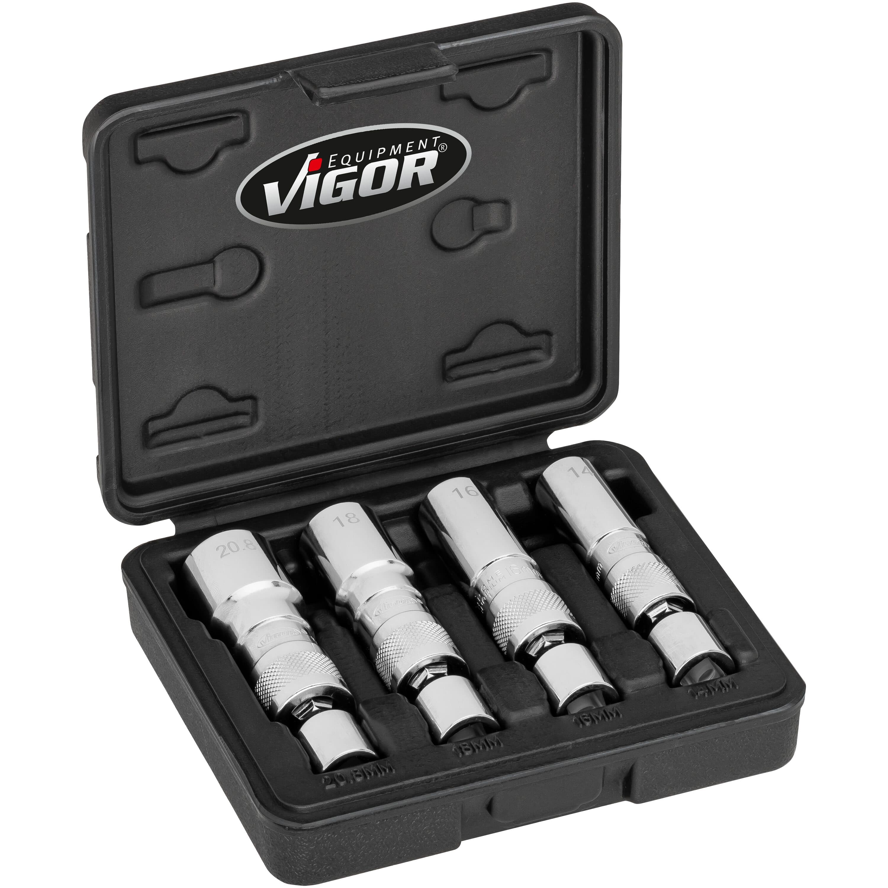 Nástrčné klíče na svíčky, kloubové, 3/8", 14, 16, 18, 20,8 mm, - V7002/4