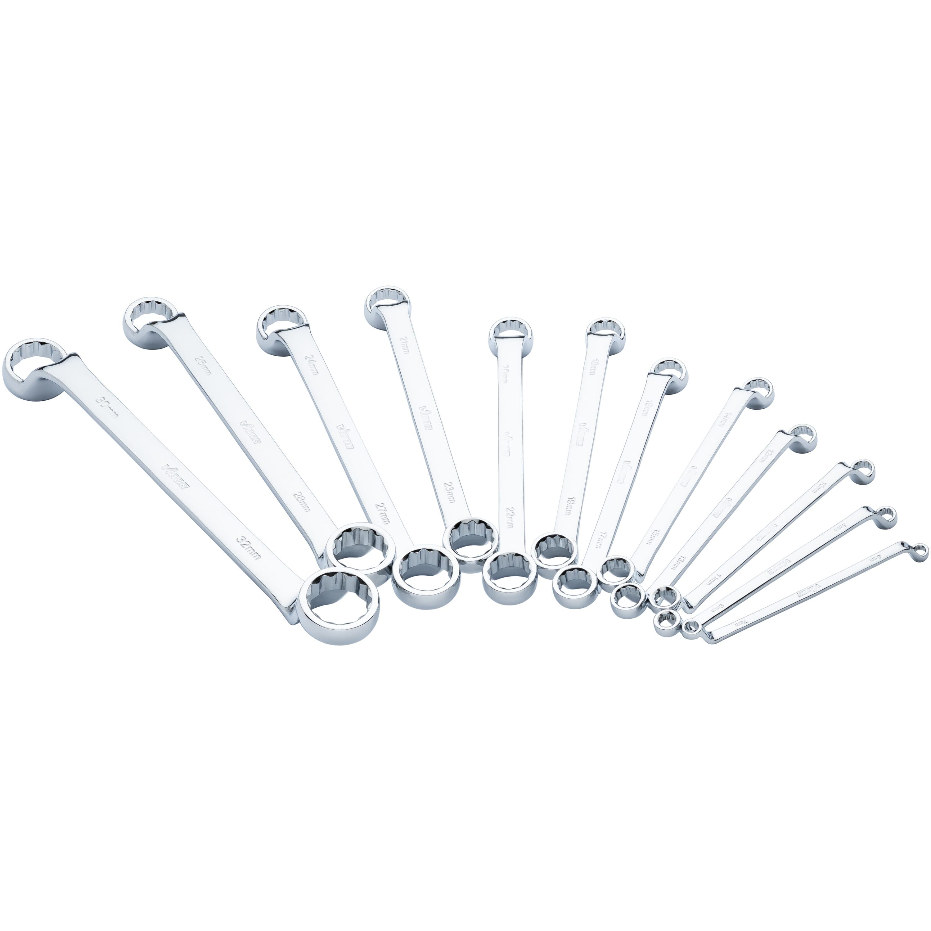 Sada očkových klíčů, vyhnuté, 6-32 mm, 12 ks, Vigor - V7750/12
